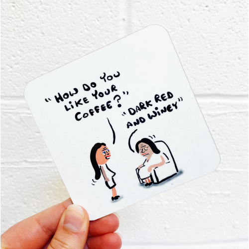 Dark Red and Winey - personalised beer coaster by David Black