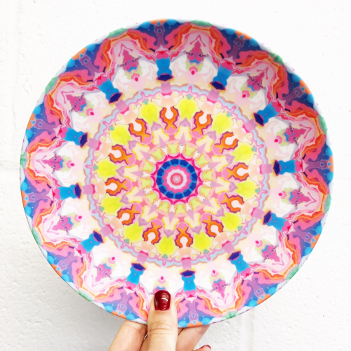 Vivid Mandala - ceramic dinner plate by Kaleiope Studio