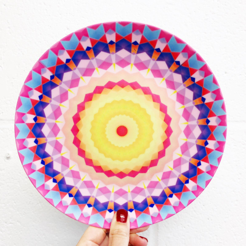 Vibrant Mandala - ceramic dinner plate by Kaleiope Studio