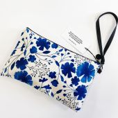 BLUE & WHITE FLORAL WATERCOLOUR PATTERN - pretty makeup bag by Dizzywonders