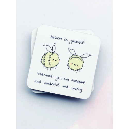 believe in yourself - personalised beer coaster by Ellie Bednall