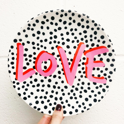 LOVE Polka Dot - ceramic dinner plate by The 13 Prints